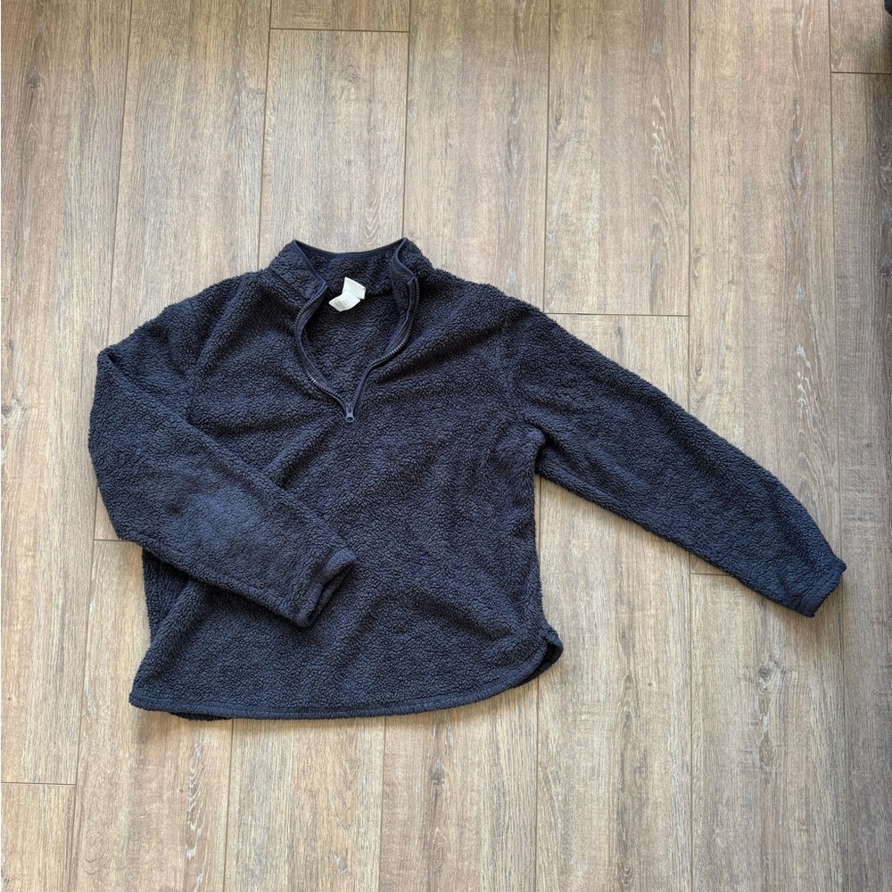 Cozy Black Sherpa Quarter-Zip Pullover